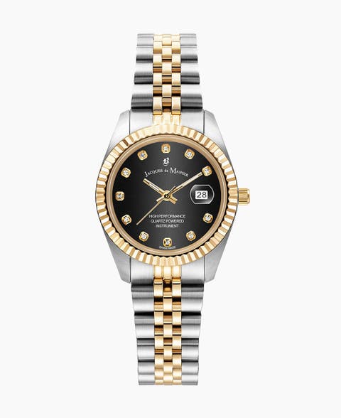 Jacques Du Manoir Inspiration -  31mm, Black Dial, Two-Tone Stainless Steel Ladies Watch