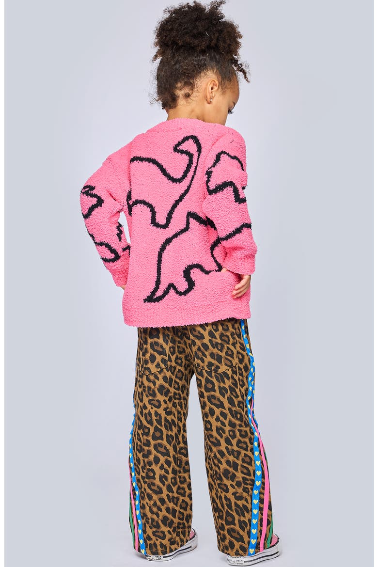 Kids' Taped Leopard Wide Leg Jeans, Alternate, color, BROWN LEOPARD