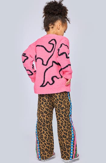 Kids' Taped Leopard Wide Leg Jeans