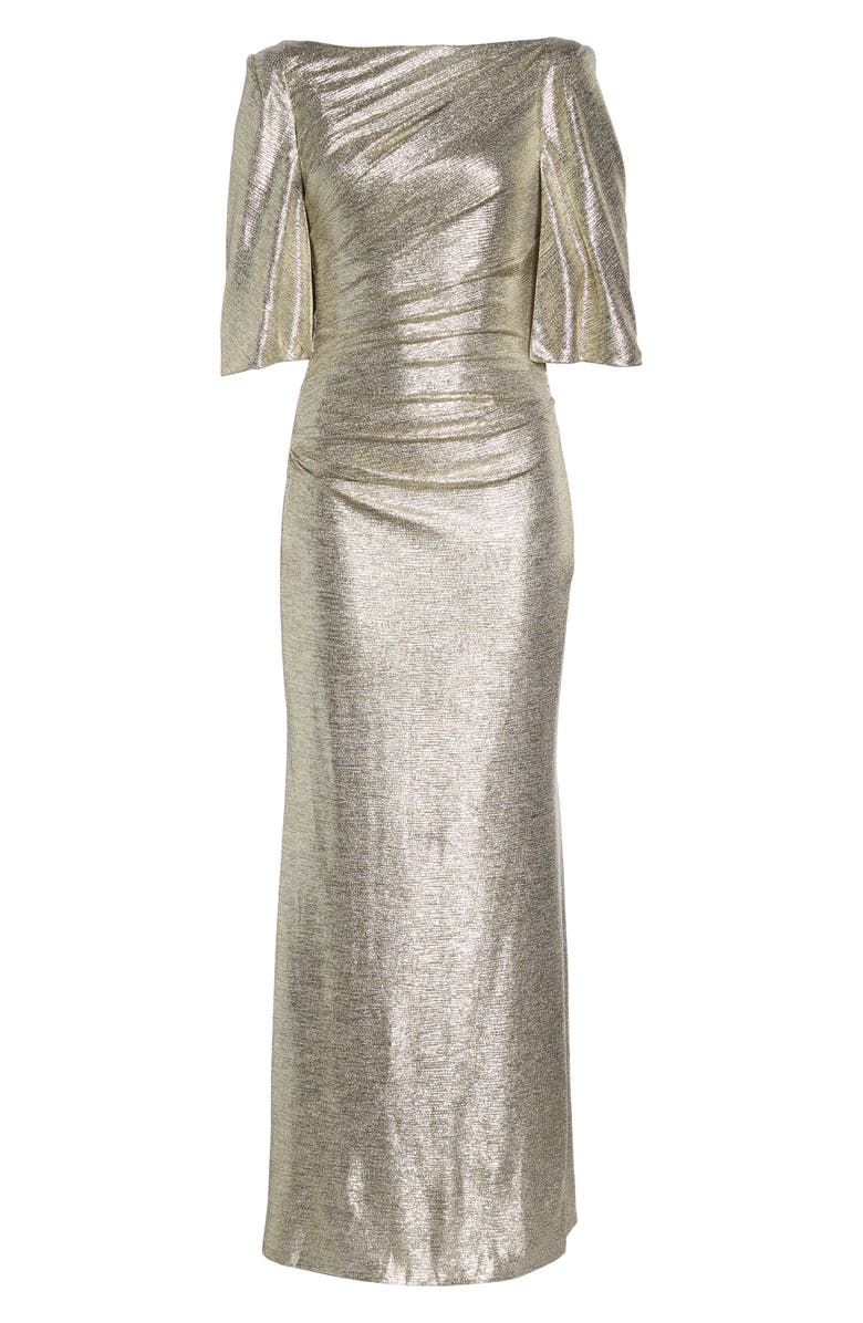 Eliza J Metallic Cape Gown, Alternate, color, 