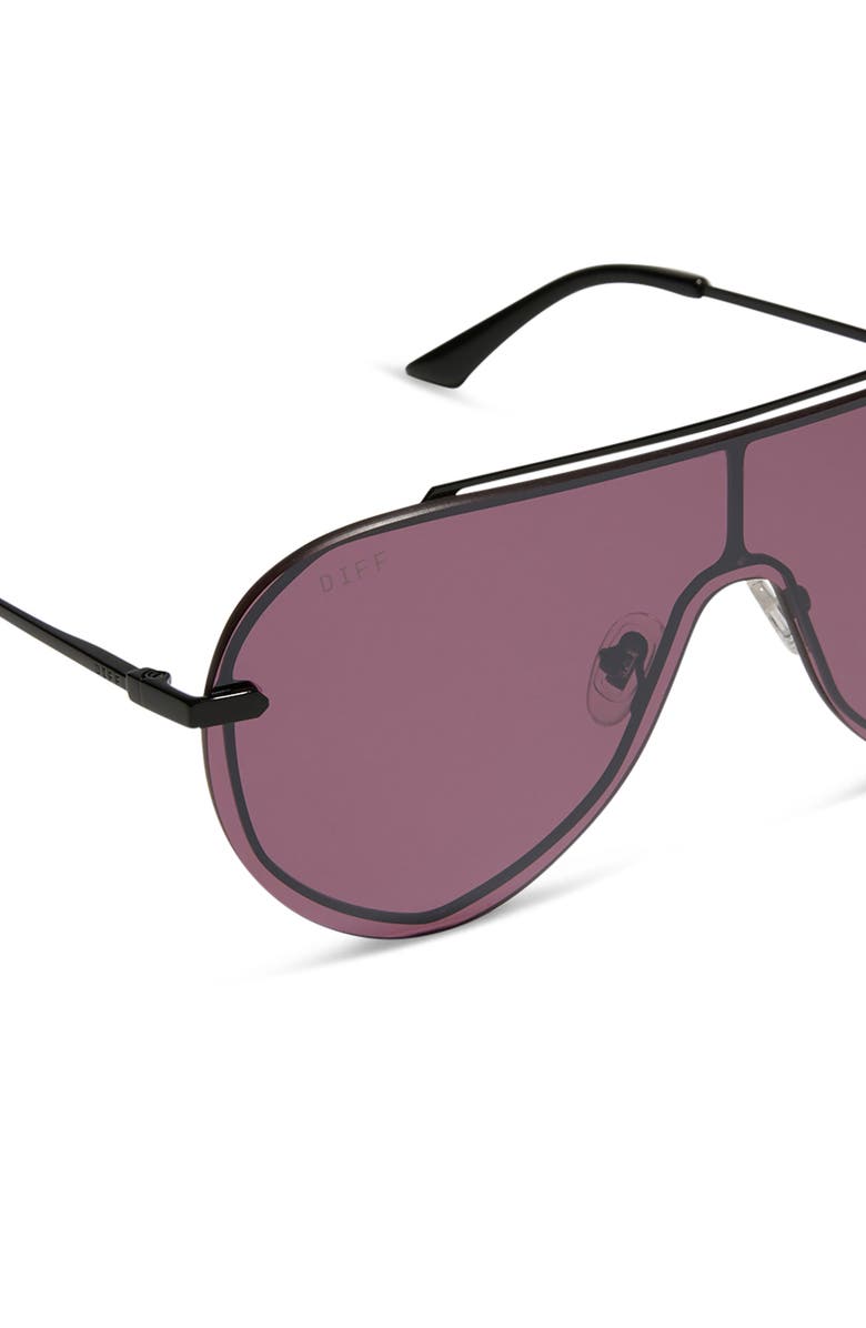 DIFF Imani 139mm Gradient Shield Sunglasses, Alternate, color, Aubergine With Silver Flash