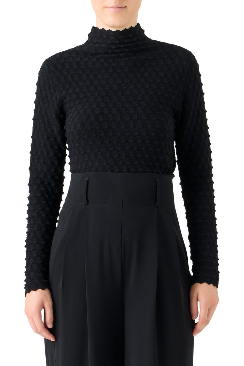 Dot Mock Neck Sweater, Main, color, BLACK