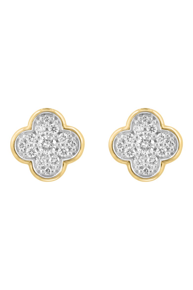 Diamond Clover Stud Earrings, Main, color, WHITE