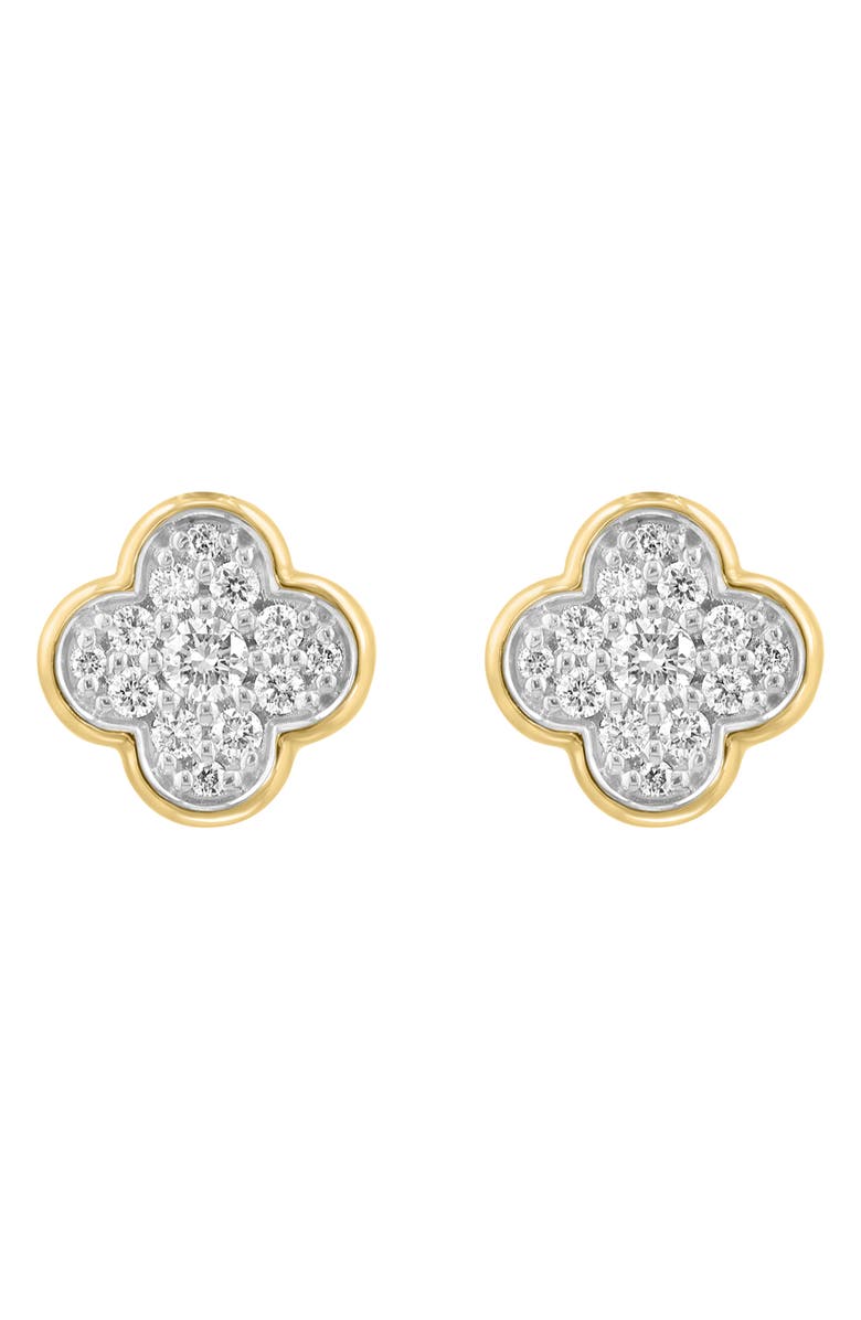EFFY Diamond Clover Stud Earrings, Main, color, White