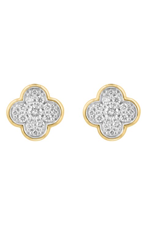 Diamond Clover Stud Earrings