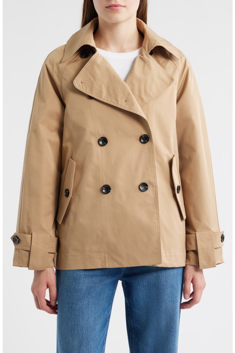 Double Breasted Short Trench Coat, Main, color, CAMEL