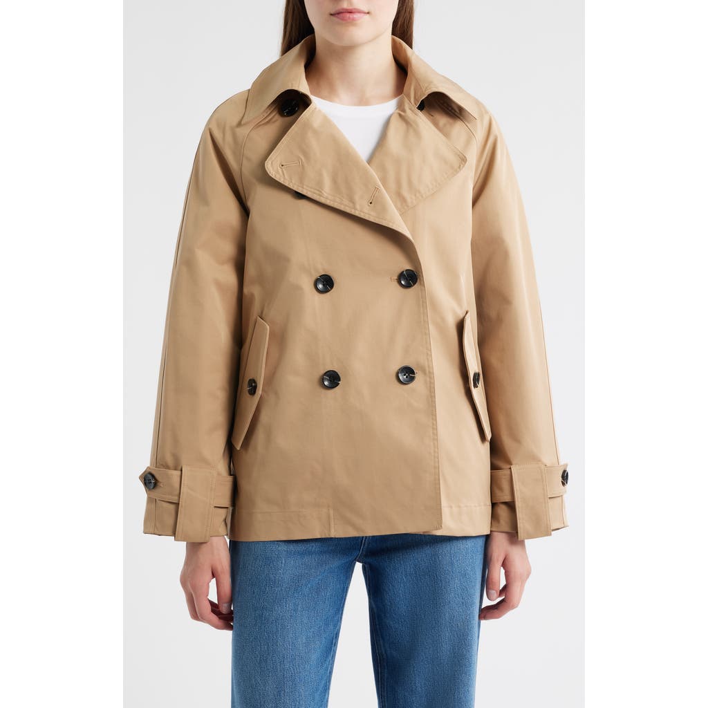 Bcbg Double Breasted Short Trench Coat In Brown