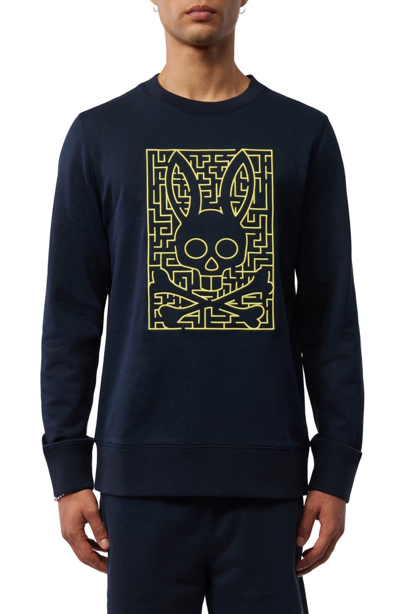Psycho Bunny Pisani Embroidered Crewneck Sweatshirt, Main, color,