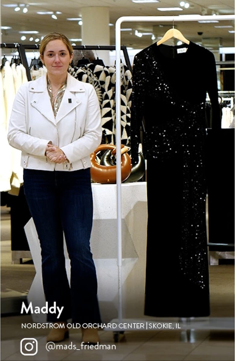 Sequin Velvet Long Sleeve Gown, sales video thumbnail