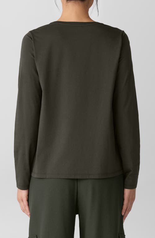 Eileen Fisher Organic Cotton Long Sleeve T-shirt In Green