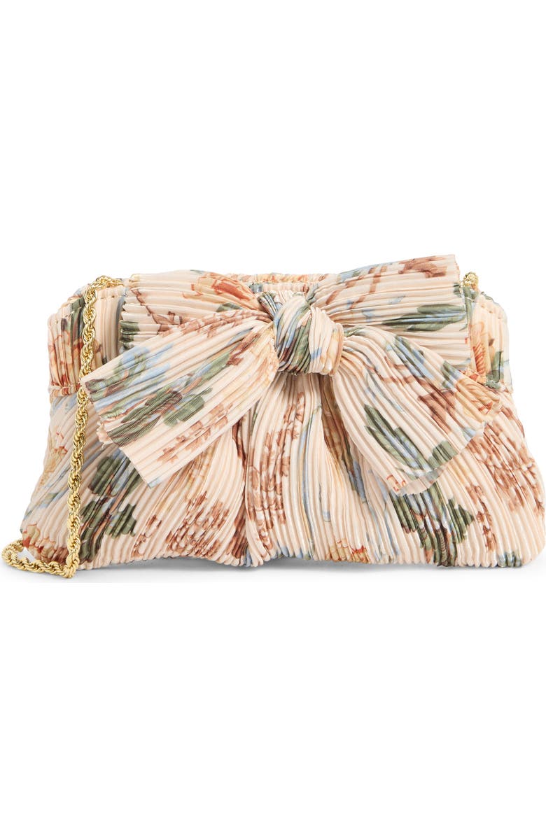 Loeffler Randall Rochelle Pleated Mini Clutch, Main, color, Cream/ Blue Floral Multi