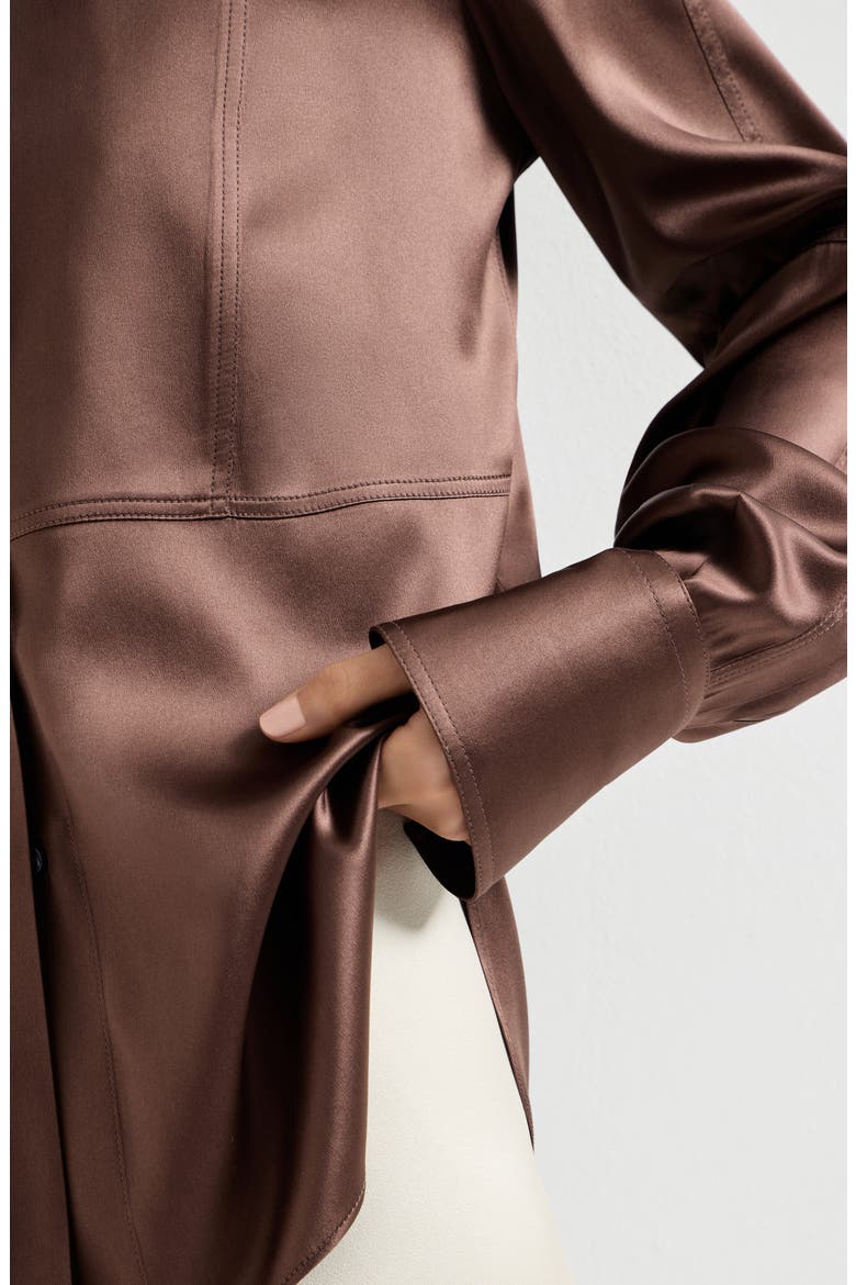 Satin shirt, Alternate, color, Cocoa