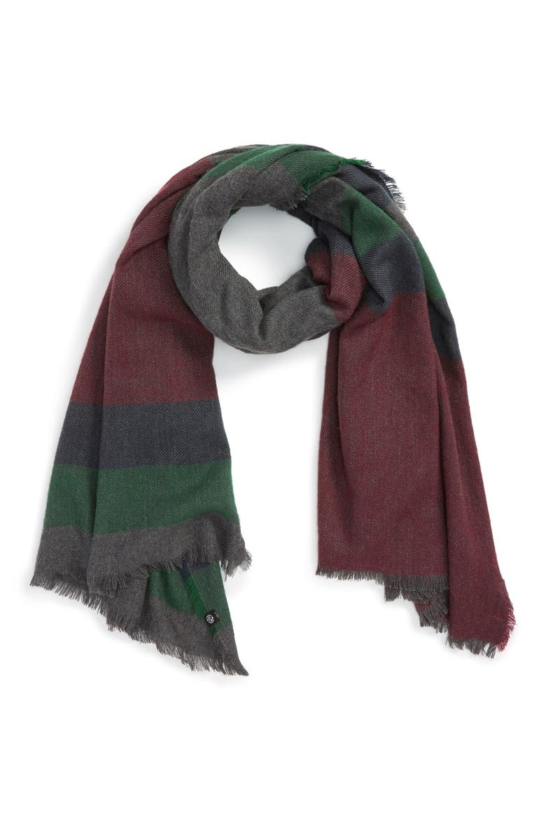 Treasure&Bond Stripe Blanket Wrap, Main, color, GREY COMBO