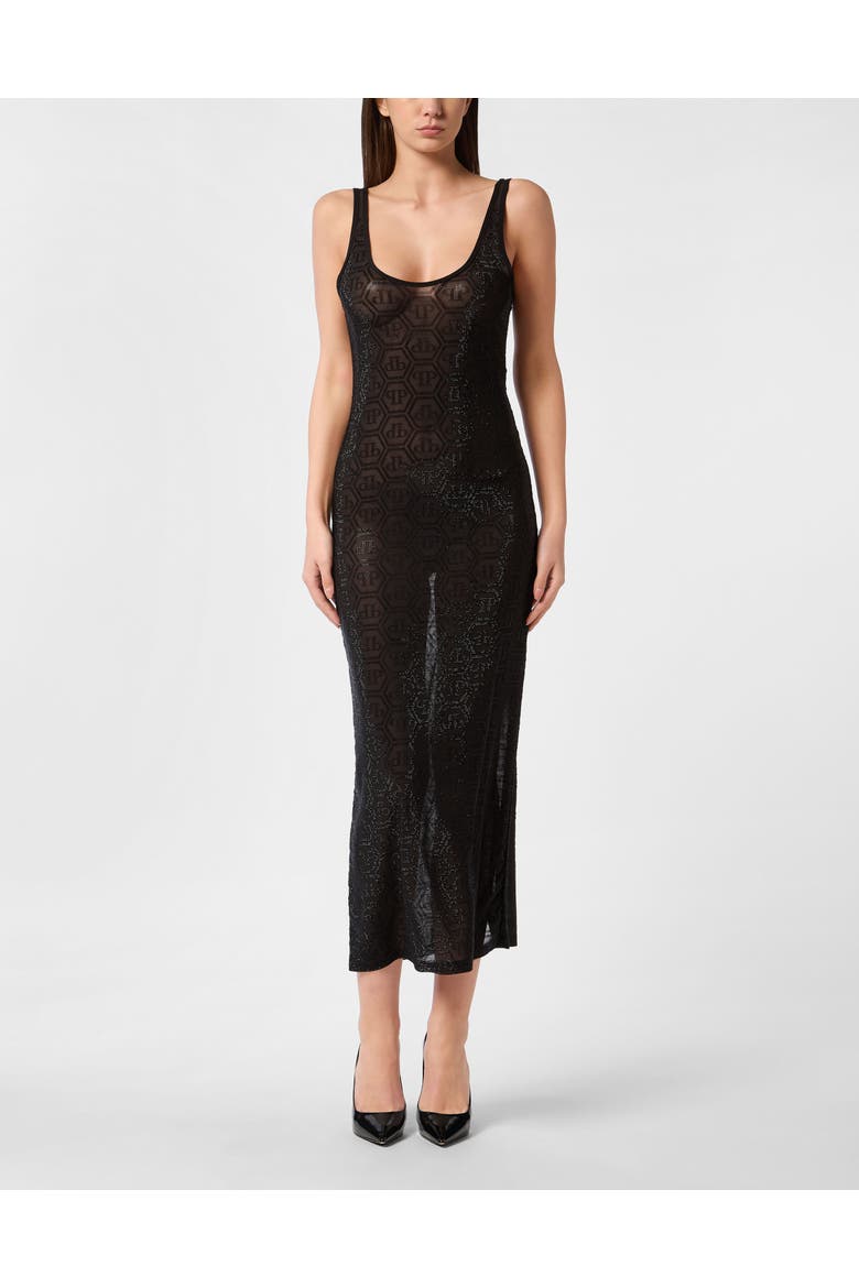 Long Tank Dress Monogram Women, Main, color, black