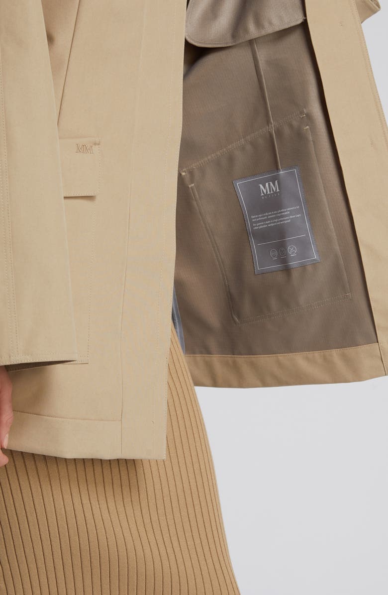 MM by Max Mara Rafia Waterproof Cotton Blend Belted Trench Coat, Alternate, color, Beige