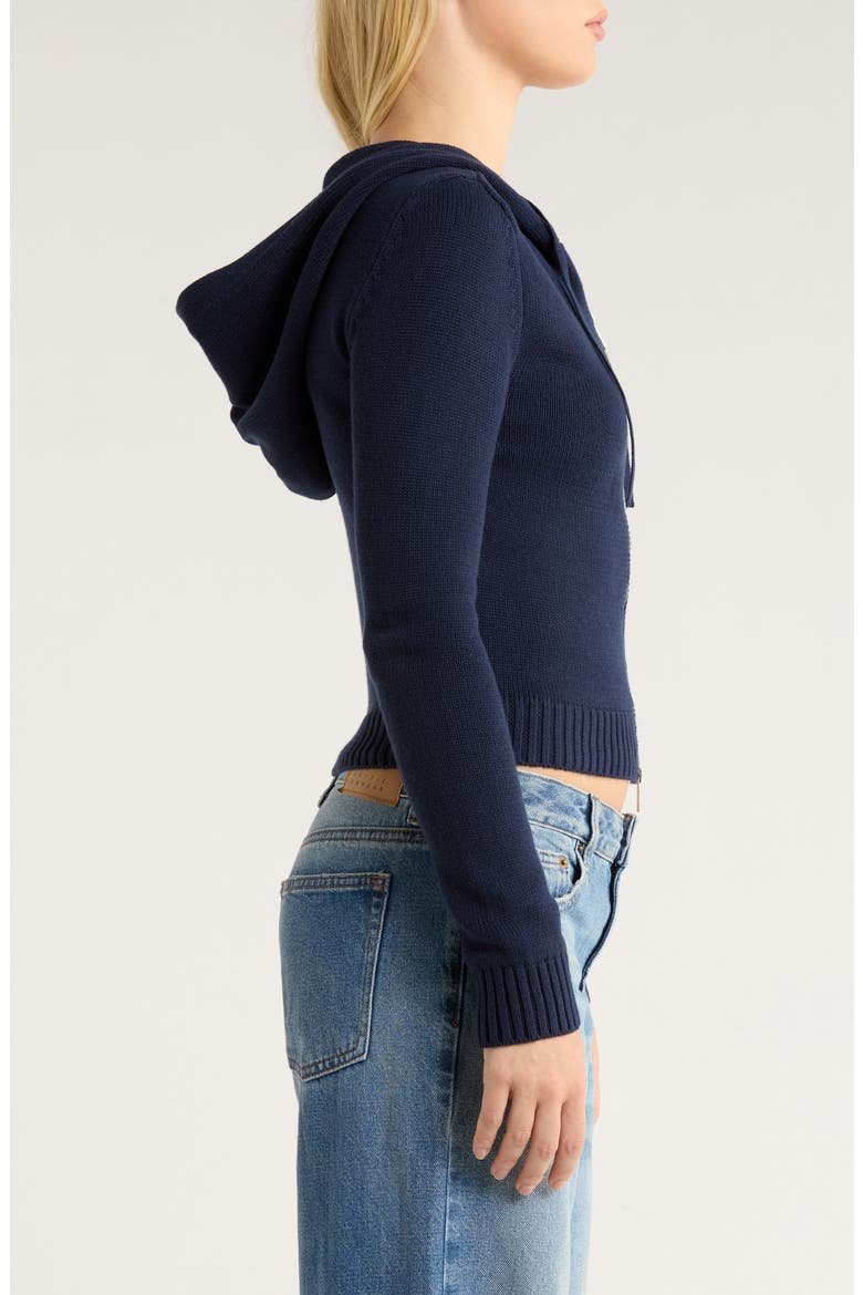 Skylar Front Zip Sweater Hoodie, Alternate, color, NAVY