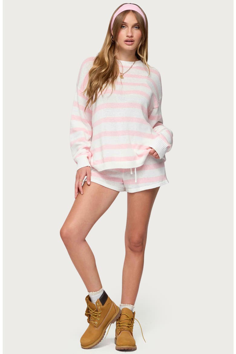 Amaris Stripe Oversize Sweater, Alternate, color, LIGHT-PINK