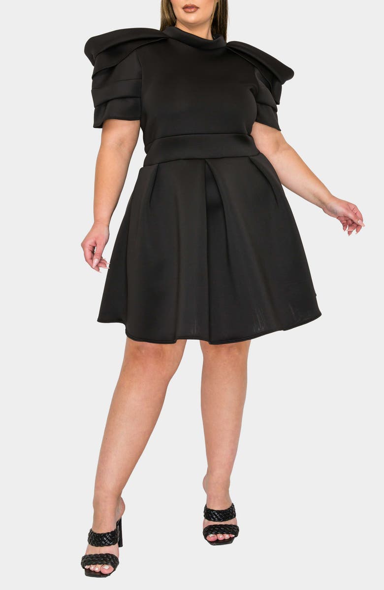L I V D Karina Statement Stretch Neoprene Fit & Flare Dress, Alternate, color, Black