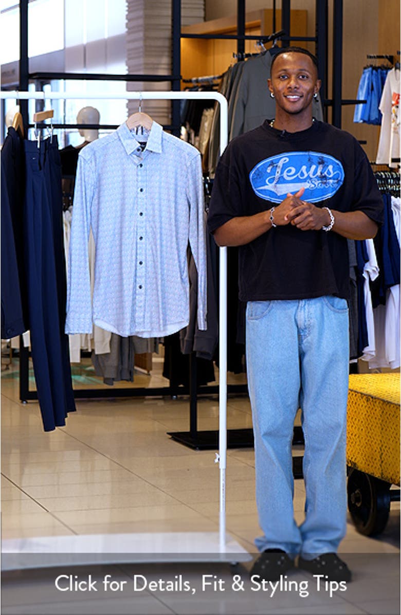 Dorsey Trim Fit Floral Knit Button-Up Shirt, sales video thumbnail