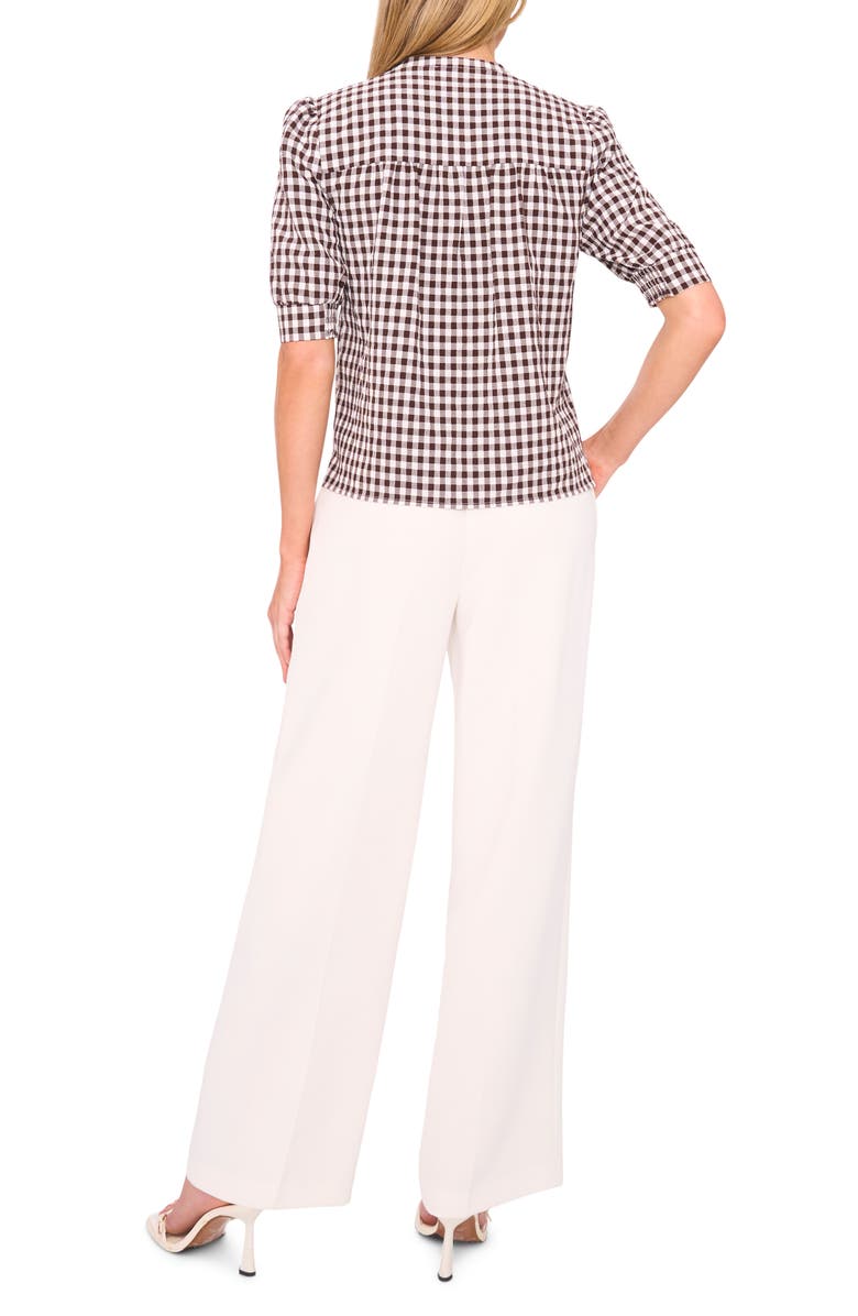 Halogen<sup>®</sup> Gingham Puff Sleeve Woven Shirt, Alternate, color, Chicory Coffee