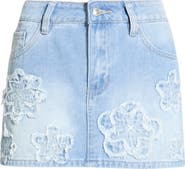 Fade Out Loud Leo Low Rise Denim Miniskirt