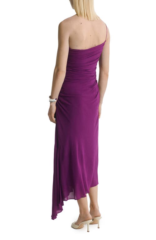Mango Asymmetrical Dress With Gathered Sides Purple In Purple