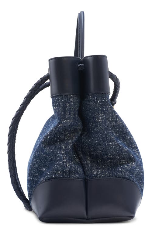 Bottega Veneta Large Andiamo Bouclé & Leather Tote In 8768 Navy-white/space-mb
