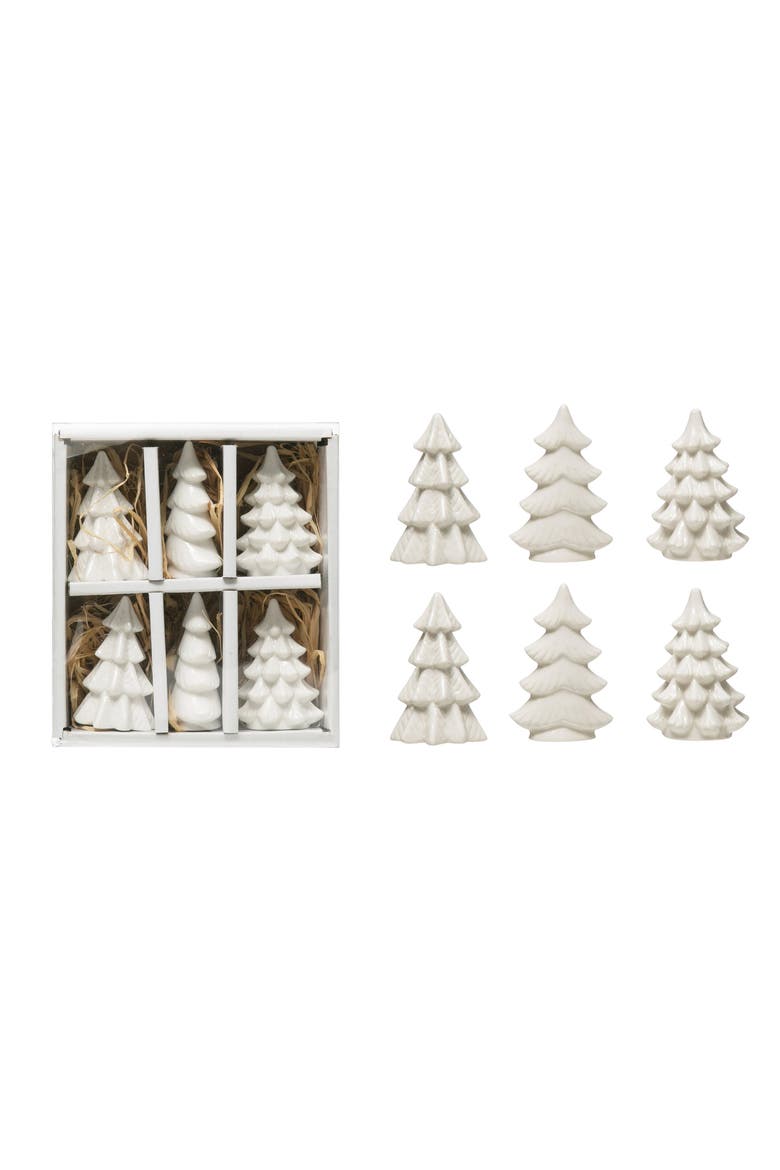 Stoneware Trees, White, Boxed Set of 6, Main, color, White