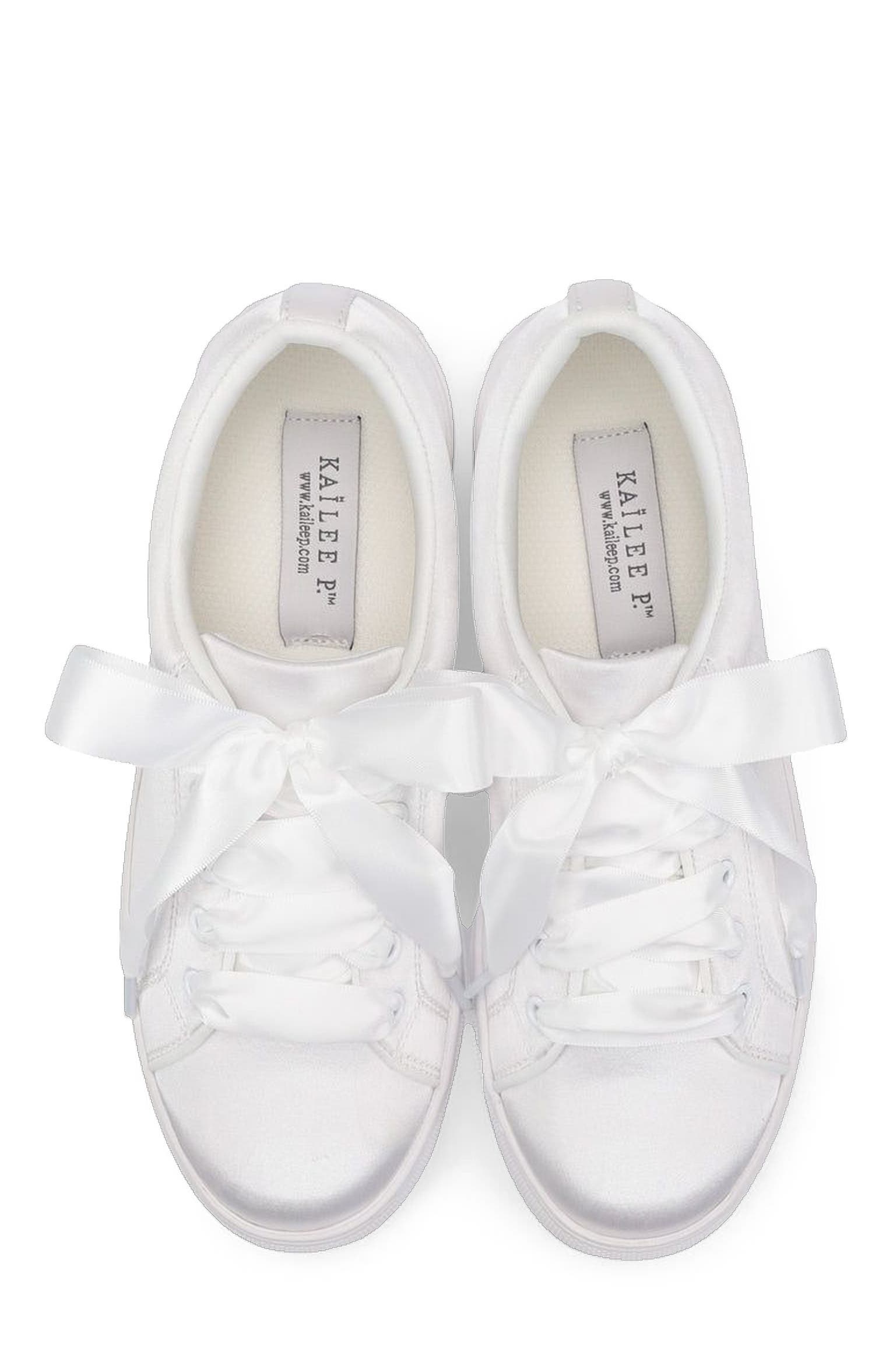 Lucy Satin Wedding Platform Sneakers, Alternate, color, White