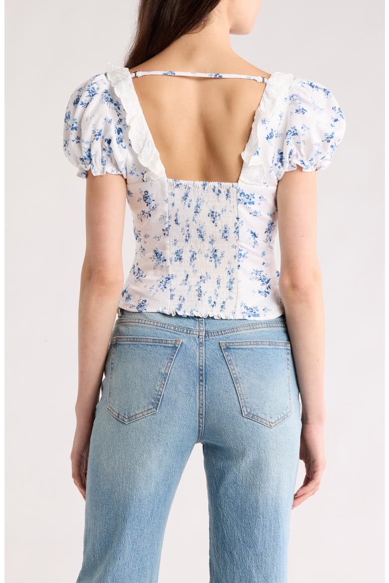 Alice Lace Trim Puff Sleeve Crop Top, Alternate, color, ORLAYA