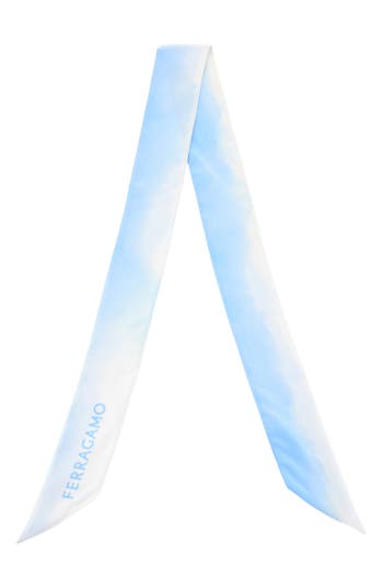 Ferragamo Tie-dye Silk Bandeau With Asymmetrical Cut Ends In Gold