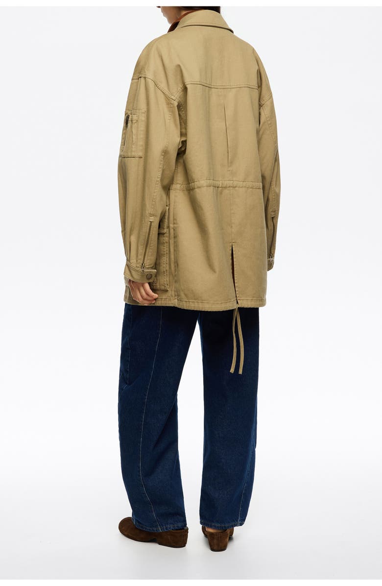 Bimba y Lola Cotton Drawstring Waist Jacket, Alternate, color, Khaki