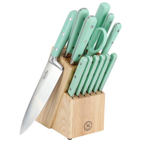 14 Piece Stainless Steel Cutlery and Wood Block Set
