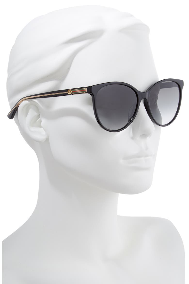 57mm Cat Eye Sunglasses, Alternate, color, BLACK/ CRYSTAL/ GREY GRADIENT