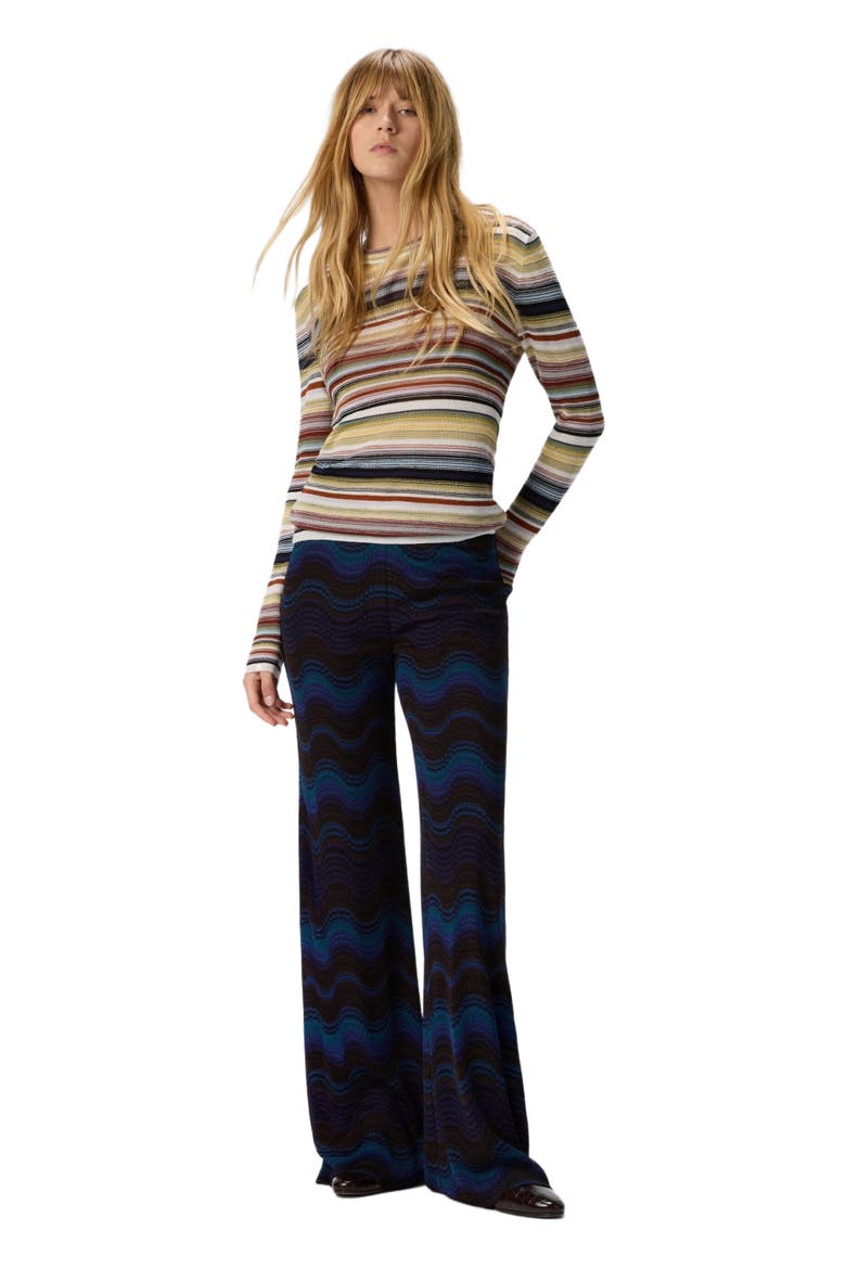 Striped Crew Neck Sweater, Main, color, Yellow & Brown
