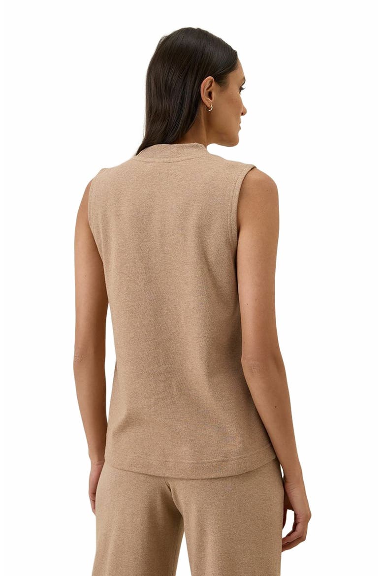 Organic Cotton Airplane Mock Neck Shell, Alternate, color, Sesame Heather