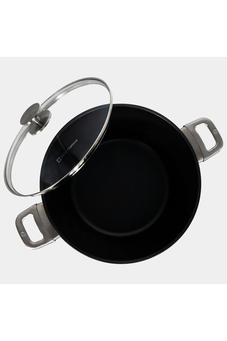 CHD Nonstick Stock Pot with Glass Lid, 8.5 qt, Alternate, color, Black