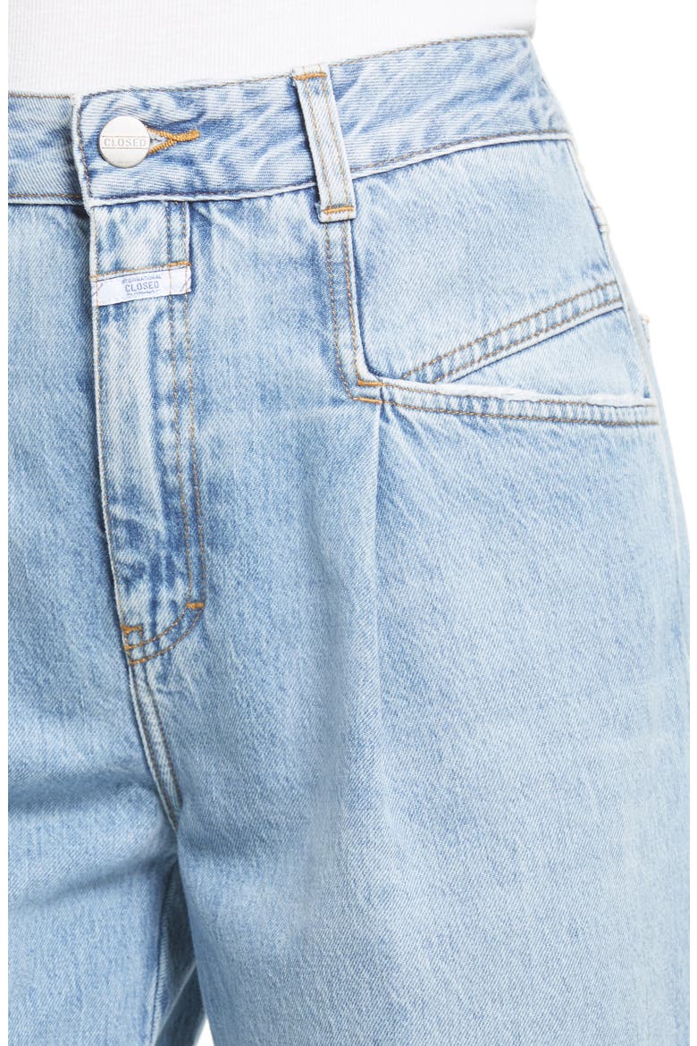 Pearl High Waist Pleated Nonstretch Straight Leg Jeans, Alternate, color, MID BLUE