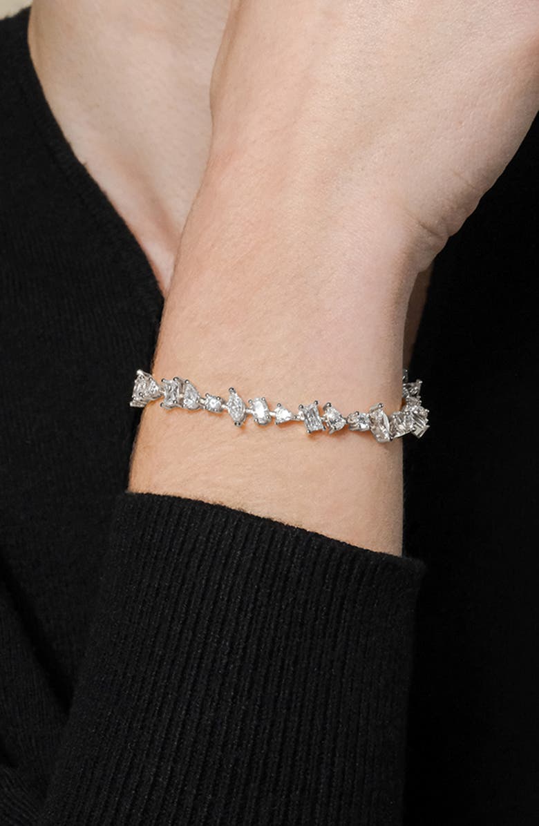 Sterling Forever Tatum Graduated Cubic Zirconia Tennis Bracelet, Alternate, color, Silver