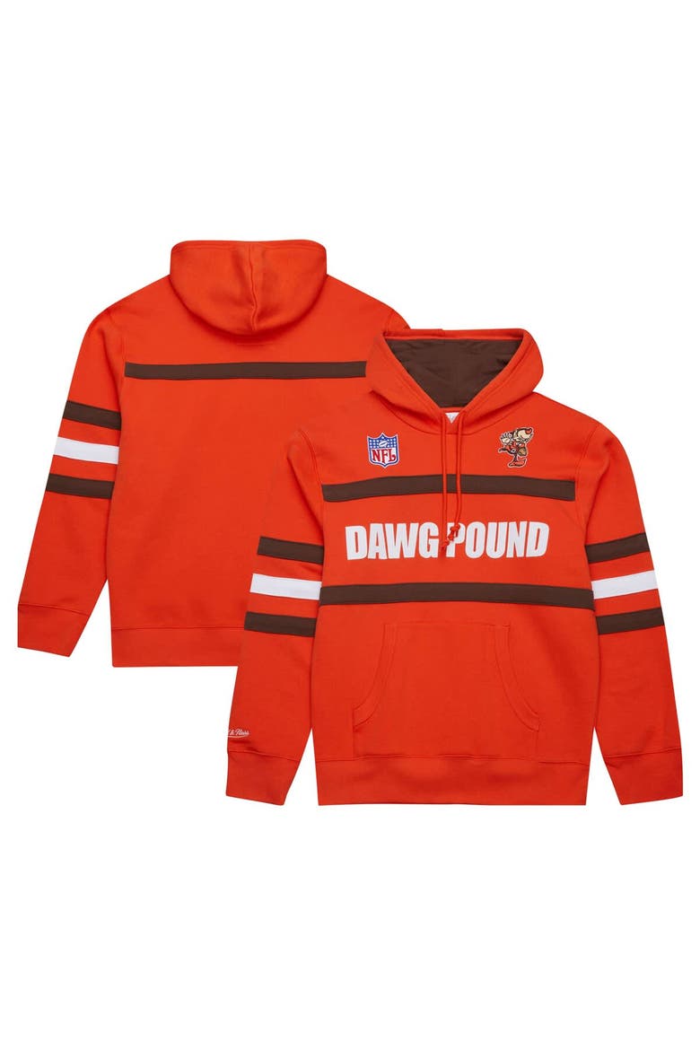 Men's  Orange Cleveland Browns Vintage Logo Head Coach Fleece Pullover Hoodie, Main, color, Orange