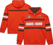 Mitchell & Ness Men's  Orange Cleveland Browns Vintage Logo Head Coach Fleece Pullover Hoodie