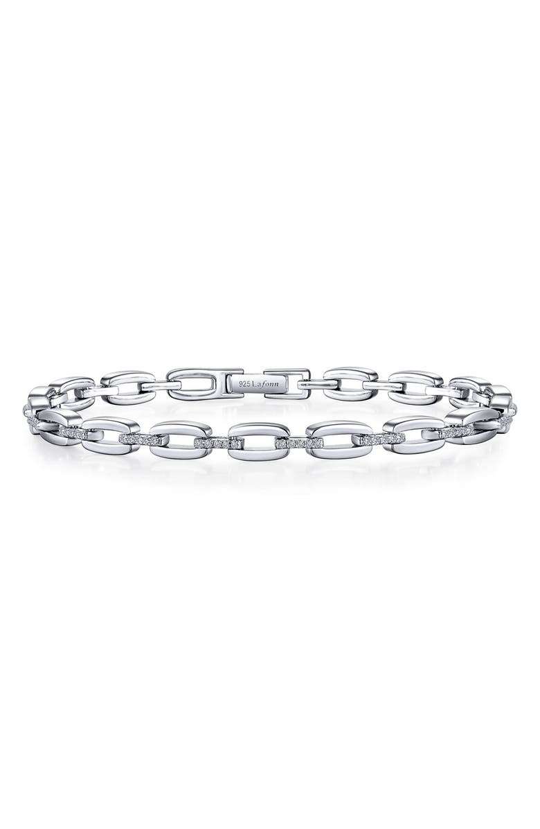 Lafonn Alternating Link Bracelet, Main, color, Silver/ Clear