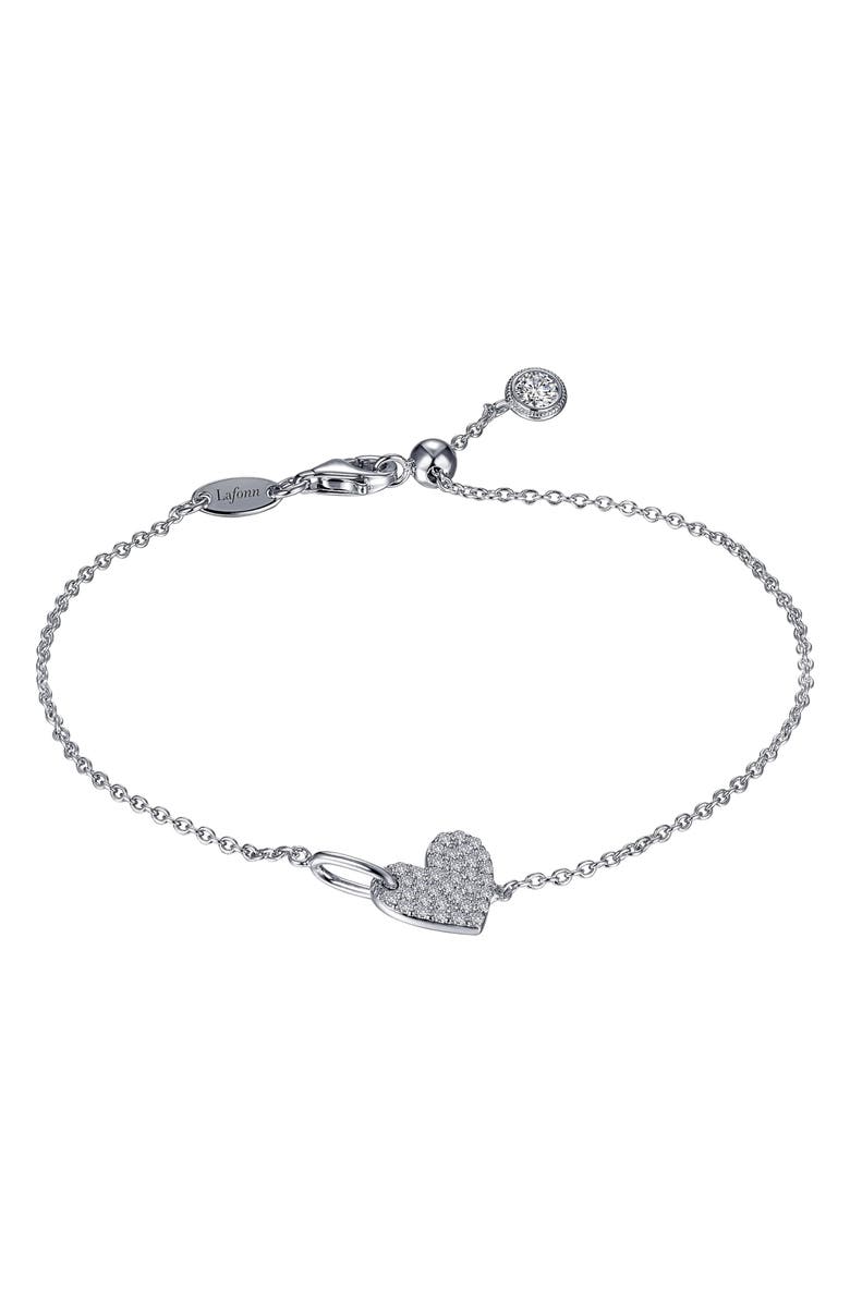 Lafonn Pavé Heart Bracelet, Main, color, Silver/Clear