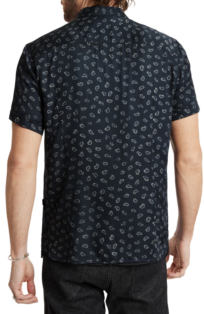 John Varvatos Loren Paisley Short Sleeve Modal Button-Up Shirt, Alternate, color, 