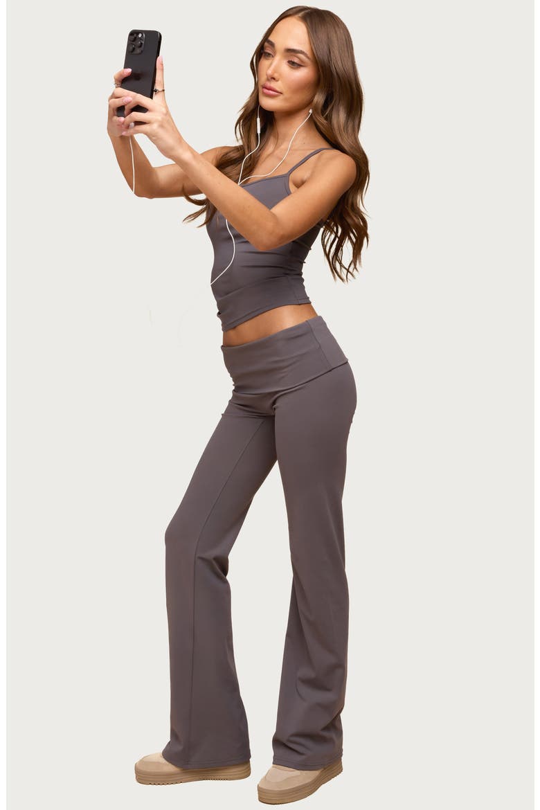 Oriane Foldover Flare Leggings, Alternate, color, GRAY