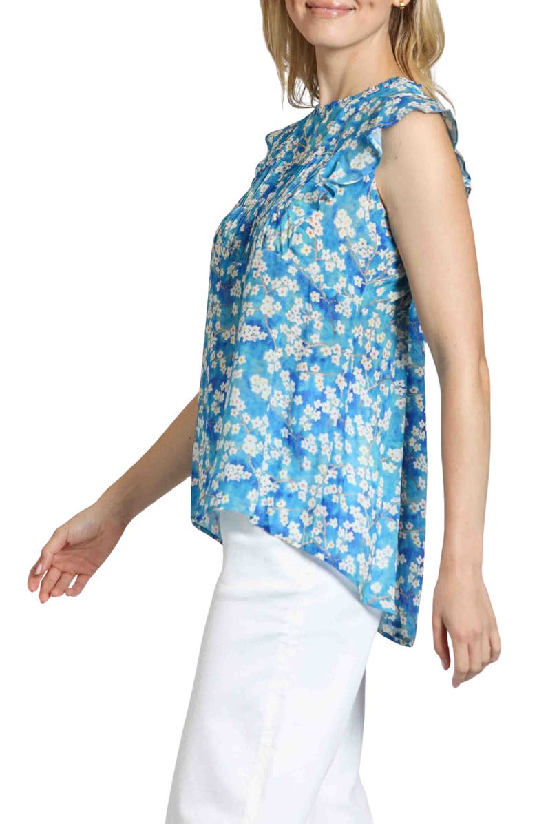 APNY Floral Print Flutter Sleeve Top, Alternate, color, Blue Multi
