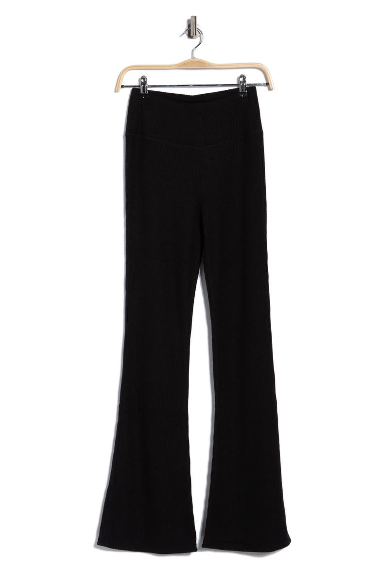 Ribbed Flare Leggings, Alternate, color, BLACK