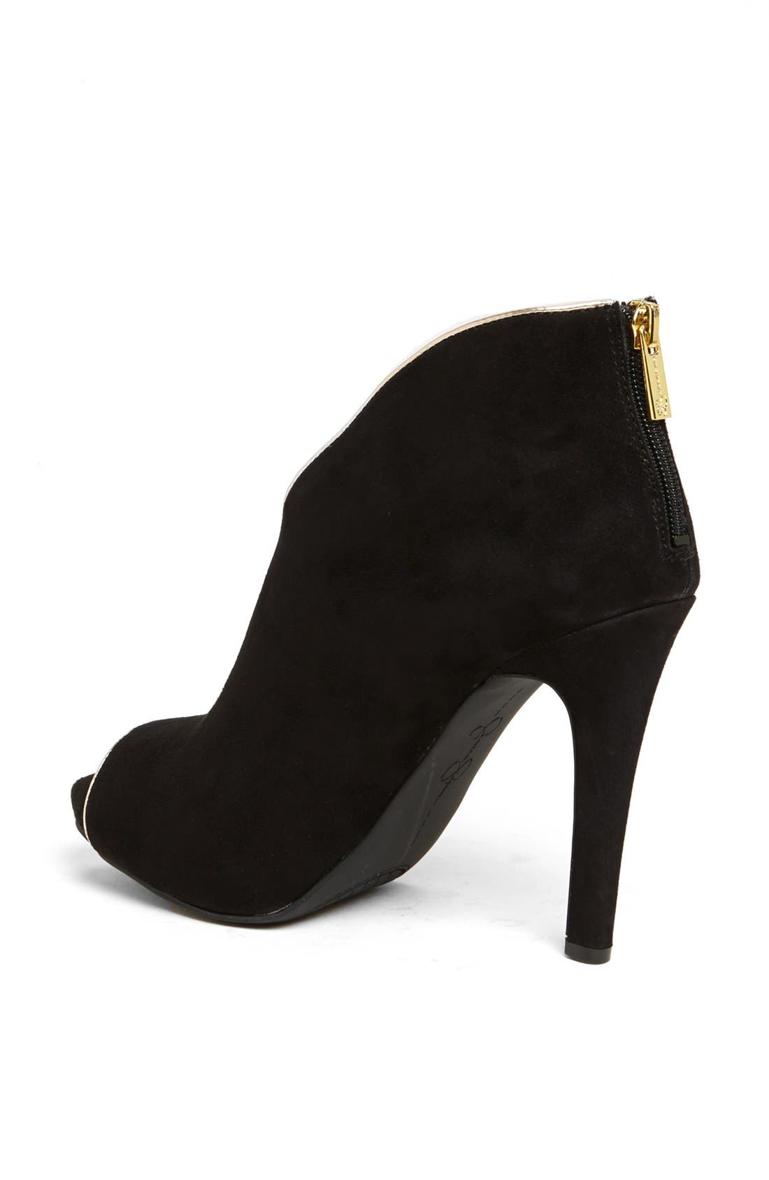 'Abbear' Peep Toe Bootie, Alternate, color, BLACK SUEDE