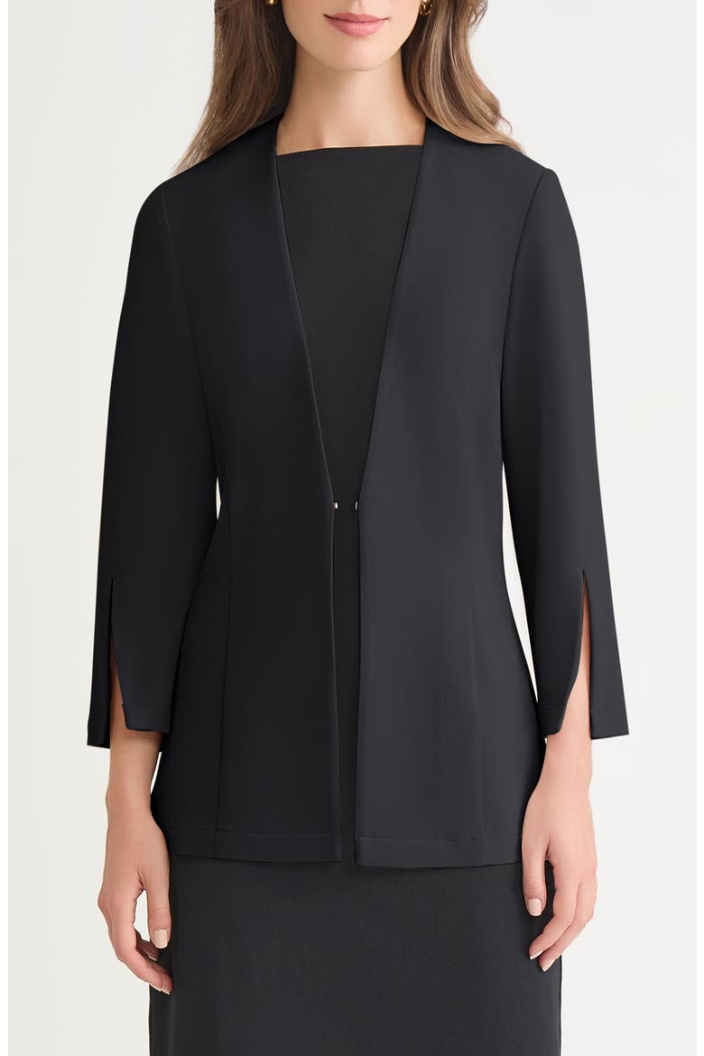 Tailored Slit Cuff Crepe Jacket, Main, color, BLACK