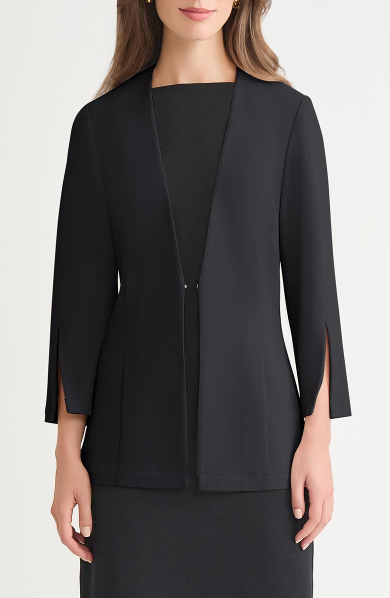 Ming Wang Tailored Slit Cuff Crepe Jacket, Main, color, Black